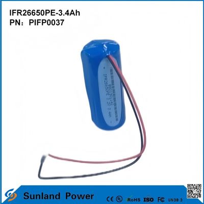 IFR26650PE-3.4Ah 3.2V LiFePO4 সৌর আলো জন্য ব্যাটারি সেল ফ্ল্যাশলাইট বৃত্তাকার জীবন 2000 বার
