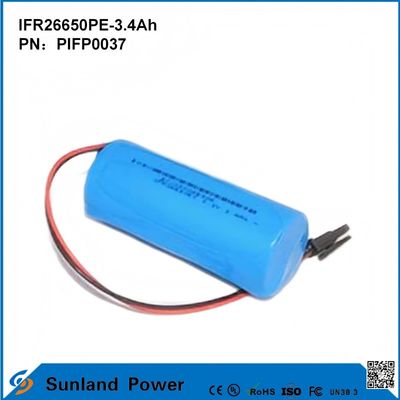 IFR26650PE-3.4Ah 3.2V LiFePO4 সৌর আলো জন্য ব্যাটারি সেল ফ্ল্যাশলাইট বৃত্তাকার জীবন 2000 বার