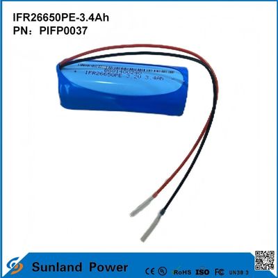 IFR26650PE-3.4Ah 3.2V LiFePO4 সৌর আলো জন্য ব্যাটারি সেল ফ্ল্যাশলাইট বৃত্তাকার জীবন 2000 বার
