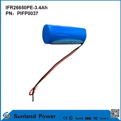 IFR26650PE-3.4Ah 3.2V LiFePO4 সৌর আলো জন্য ব্যাটারি সেল ফ্ল্যাশলাইট বৃত্তাকার জীবন 2000 বার
