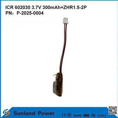 602030 3.7V 300mAh+ZHR1.5-2P ব্যাটারি আল্ট্রা-পাতলা ডিজাইন থেকে নমনীয় সামঞ্জস্যতা বিভিন্ন ছোট স্মার্ট ডিভাইসের জন্য ব্লুটুথ ইয়ারফোন পোষাকযোগ্য ডিভাইস এবং পোর্টেবল মেডিকেল সরঞ্জাম