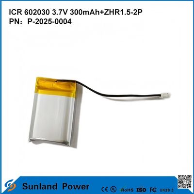 602030 3.7V 300mAh+ZHR1.5-2P ব্যাটারি আল্ট্রা-পাতলা ডিজাইন থেকে নমনীয় সামঞ্জস্যতা বিভিন্ন ছোট স্মার্ট ডিভাইসের জন্য ব্লুটুথ ইয়ারফোন পোষাকযোগ্য ডিভাইস এবং পোর্টেবল মেডিকেল সরঞ্জাম