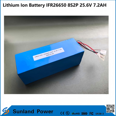 IFR26650 8S2P 25.6V 7.2Ah LiFePO4 ব্যাটারি প্যাক ব্যাপকভাবে সৌর ট্র্যাকিং সিস্টেম, টেলিযোগাযোগ ব্যাকআপ পাওয়ার সাপ্লাই, পোর্টেবল যন্ত্রপাতি এবং কম্প্যাক্ট AGVs ব্যবহার করা হয়