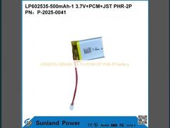 LP602535-500mAh-1 3.7V+PCM+JST PHR-2P ব্যাটারি